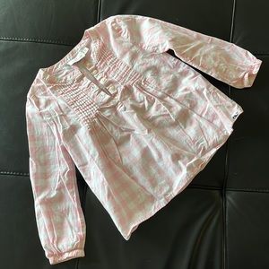 Vineyard Vines 5-6 Pink Gingham Plaid Pintuck Top